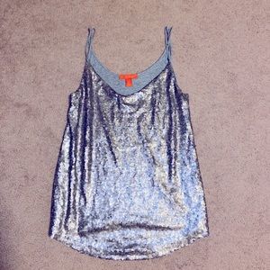 Silver sequin tank
